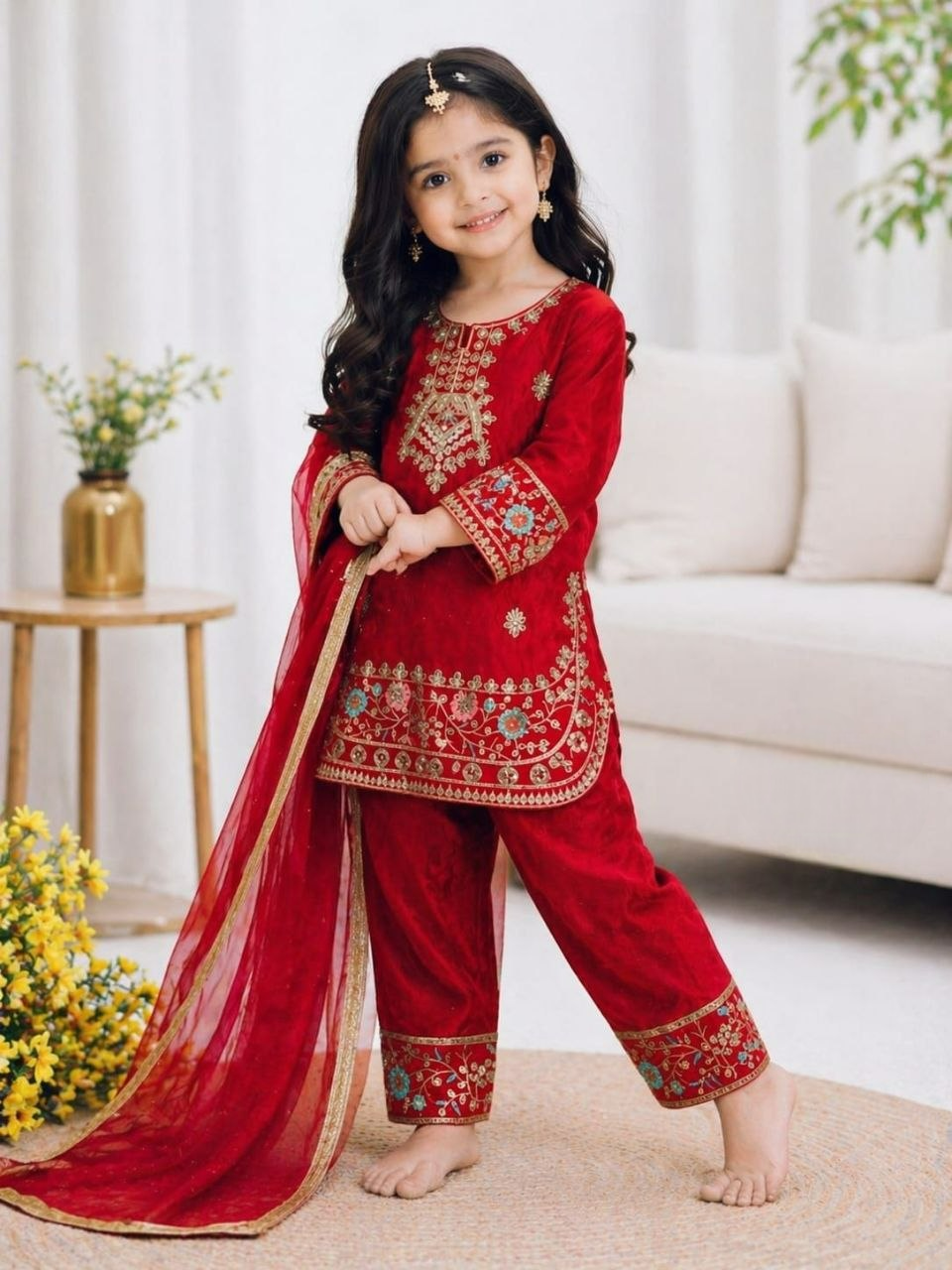 Royal Red Kids Ethnic wear Salwar set